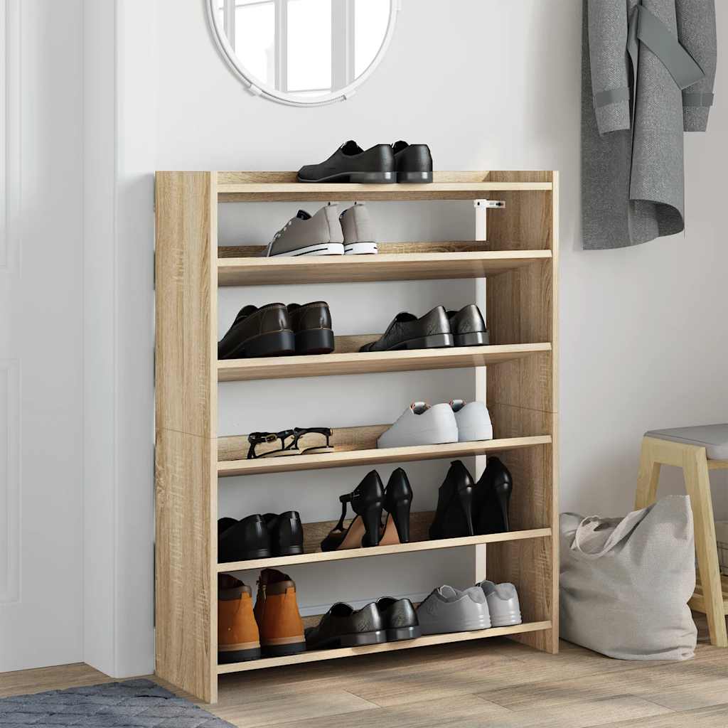vidaXL Shoe Rack Sonoma Oak 80x25x100 cm Engineered Wood 3