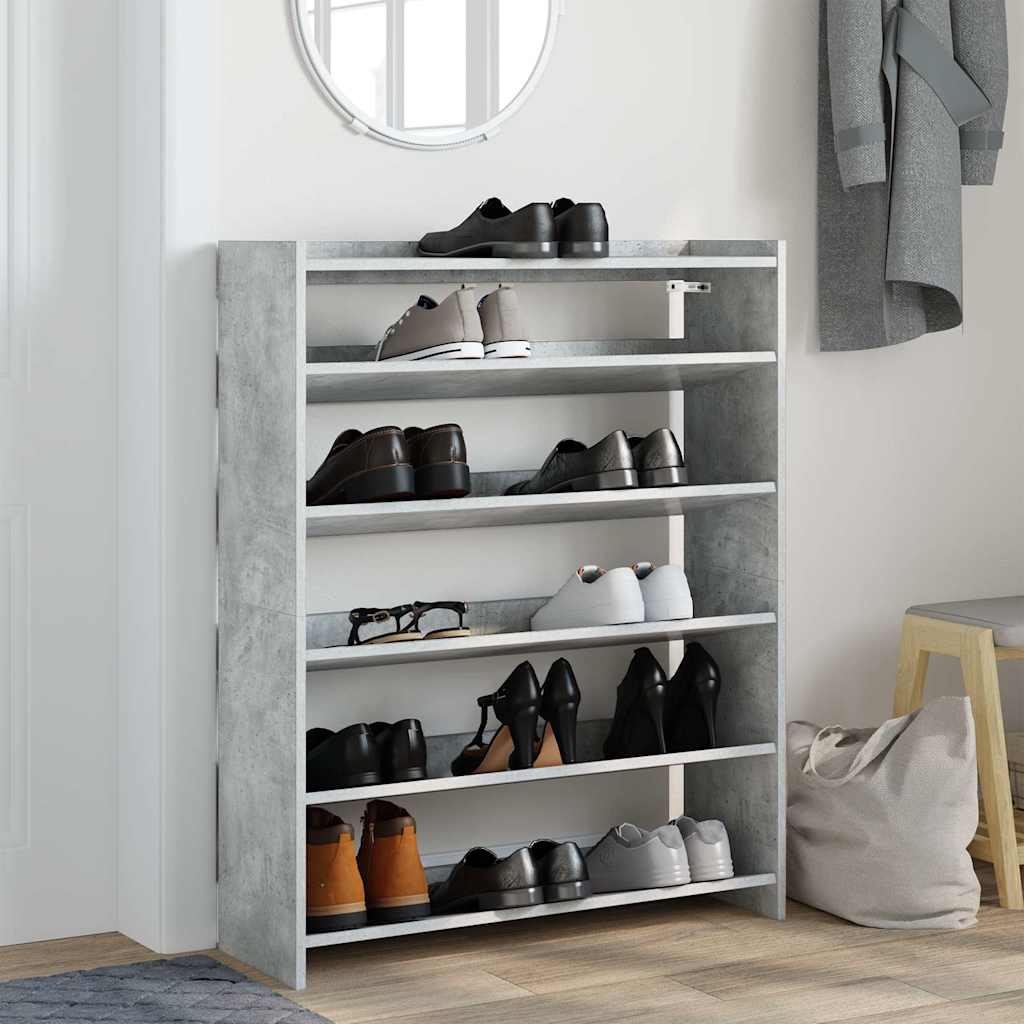 vidaXL Shoe Rack Concrete Grey 80x25x100 cm Engineered Wood 3