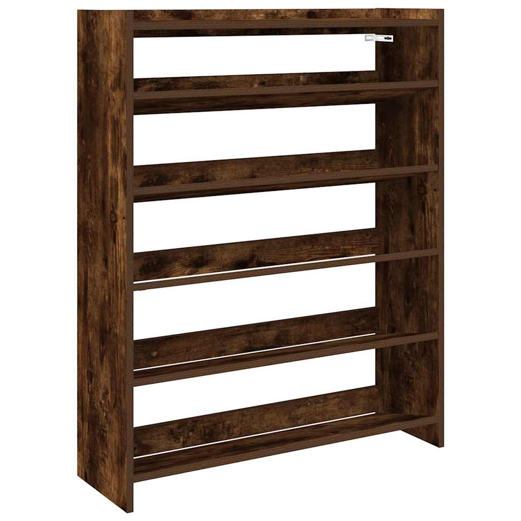 vidaXL Shoe Rack Smoked Oak 80x25x100 cm Engineered Wood 2