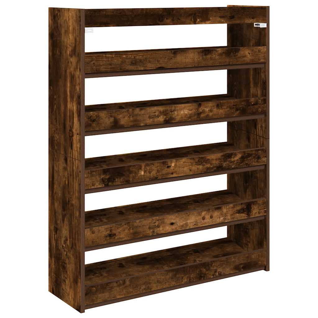 vidaXL Shoe Rack Smoked Oak 80x25x100 cm Engineered Wood 6