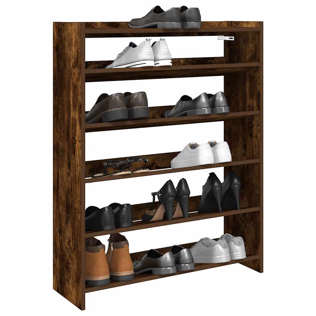 vidaXL Shoe Rack Smoked Oak 80x25x100 cm Engineered Wood 1