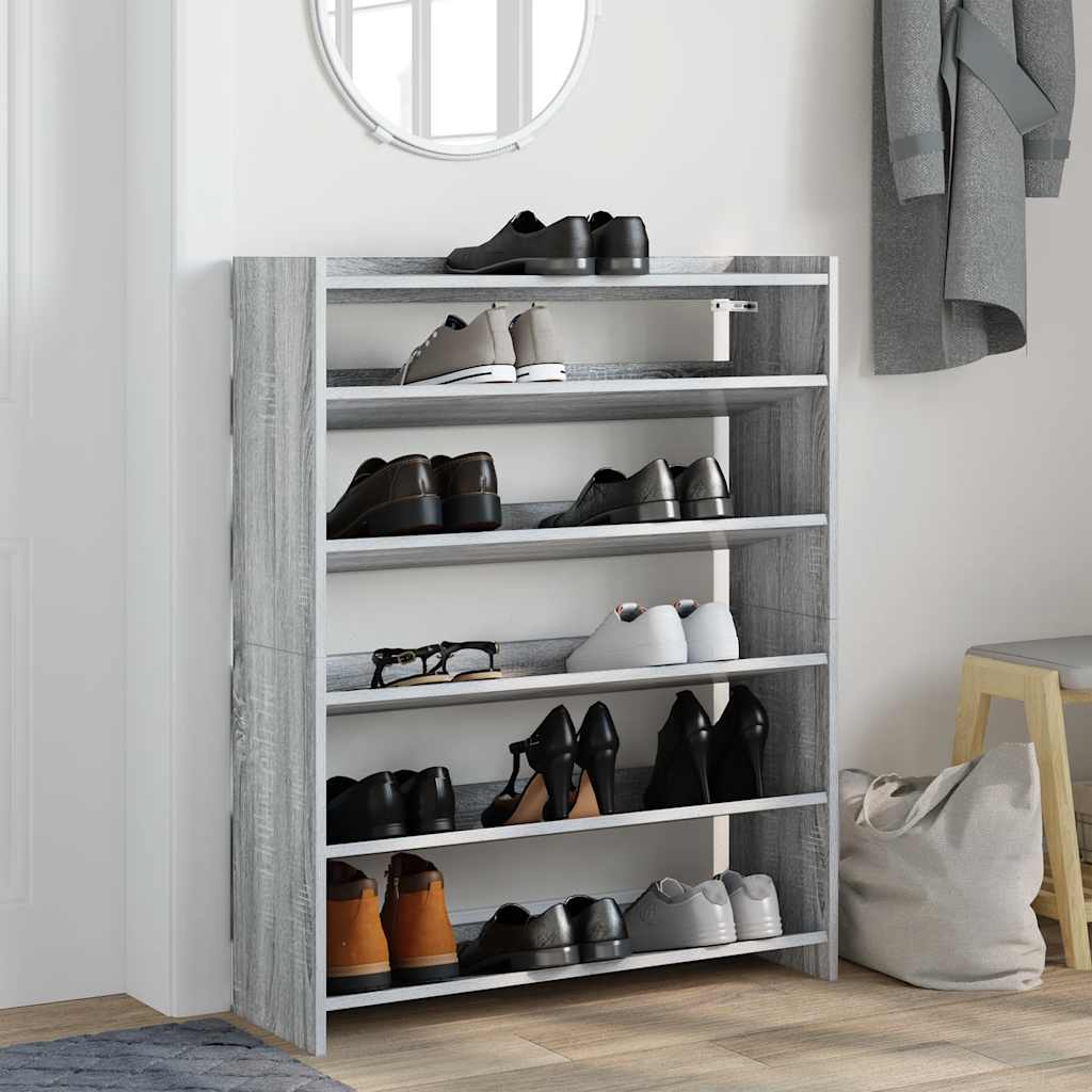 vidaXL Shoe Rack Grey Sonoma 80x25x100 cm Engineered Wood 3
