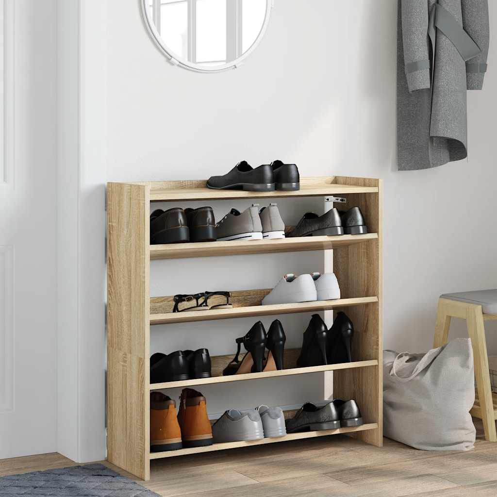 vidaXL Shoe Rack Sonoma Oak 80x25x81 cm Engineered Wood 3