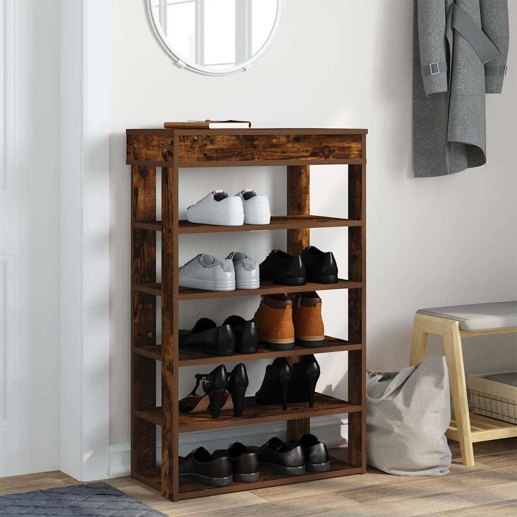 vidaXL Shoe Rack Smoked Oak 60x30x98 cm Engineered Wood 3