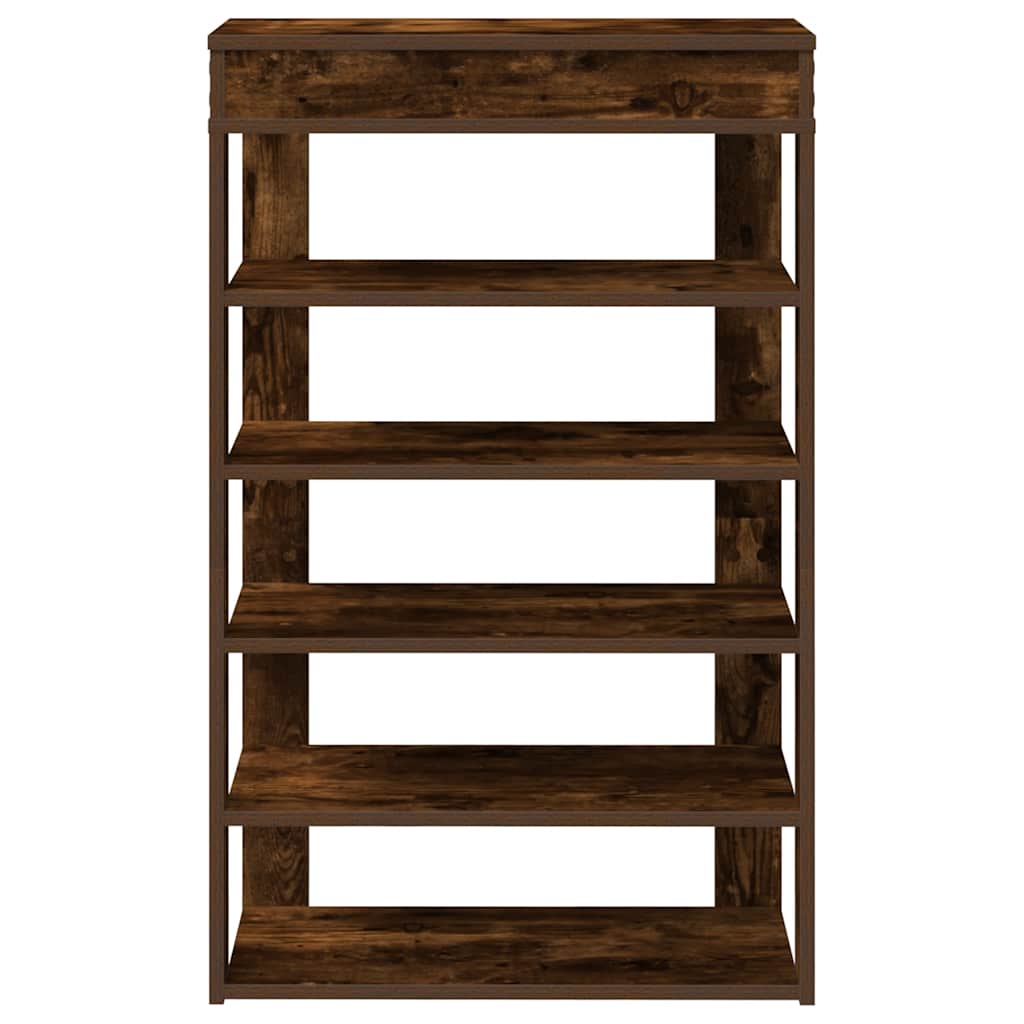vidaXL Shoe Rack Smoked Oak 60x30x98 cm Engineered Wood 4