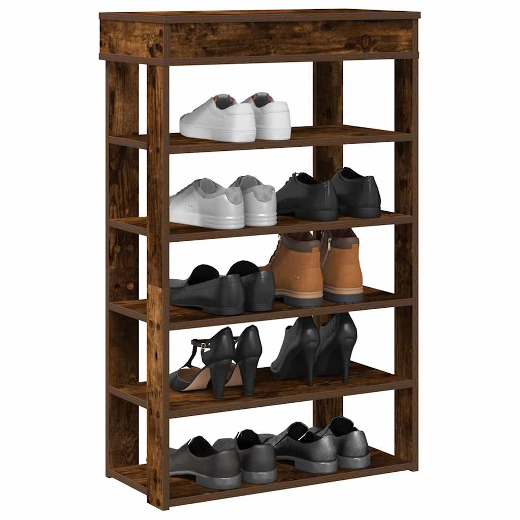 vidaXL Shoe Rack Smoked Oak 60x30x98 cm Engineered Wood 1