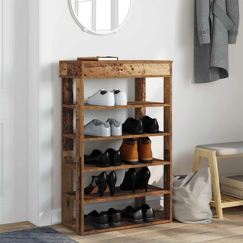 vidaXL Shoe Rack Old Wood 60x30x98 cm Engineered Wood 3