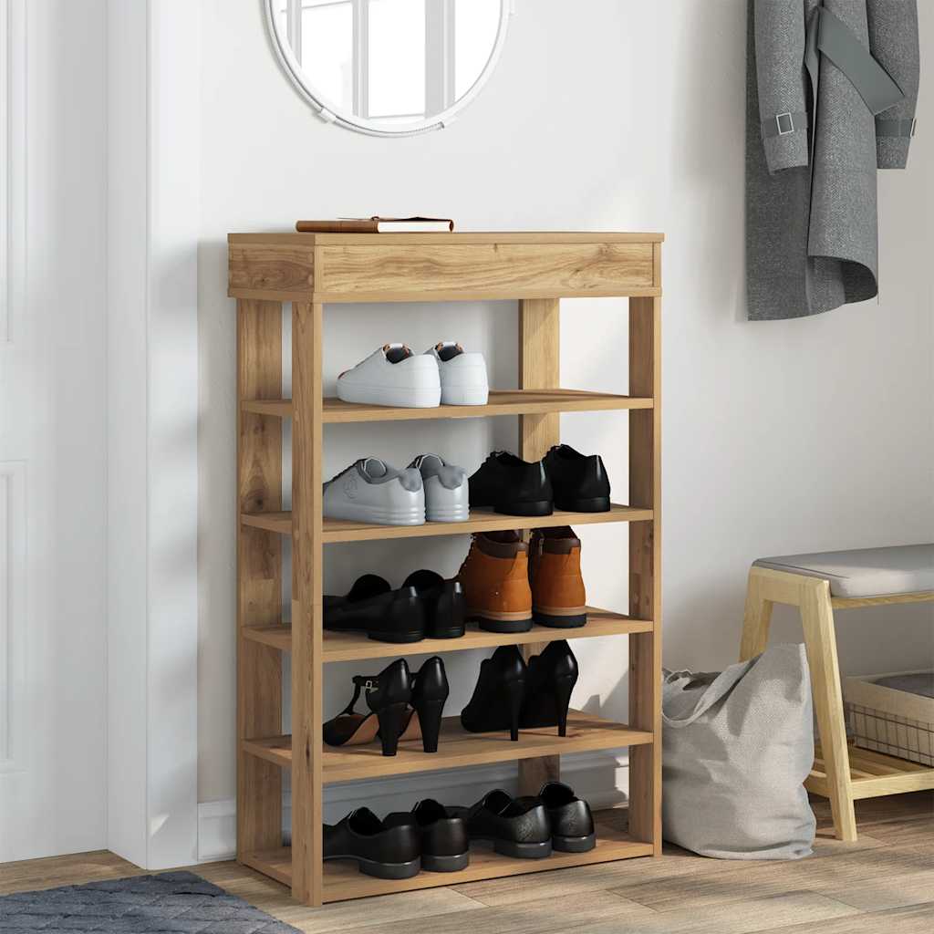 vidaXL Shoe Rack Artisan Oak 60x30x98 cm Engineered Wood 3