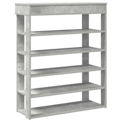 vidaXL Shoe Rack Concrete Oak 80x30x98 cm Engineered Wood 2