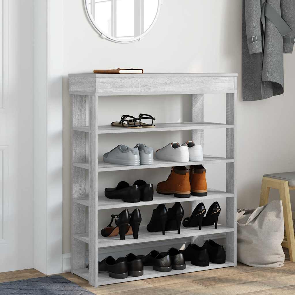 vidaXL Shoe Rack Grey Sonoma 80x30x98 cm Engineered Wood 3