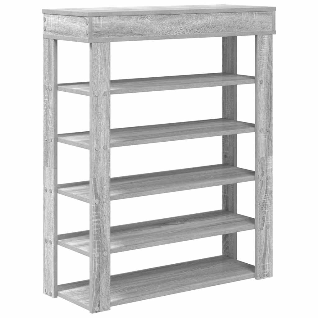 vidaXL Shoe Rack Grey Sonoma 80x30x98 cm Engineered Wood 6