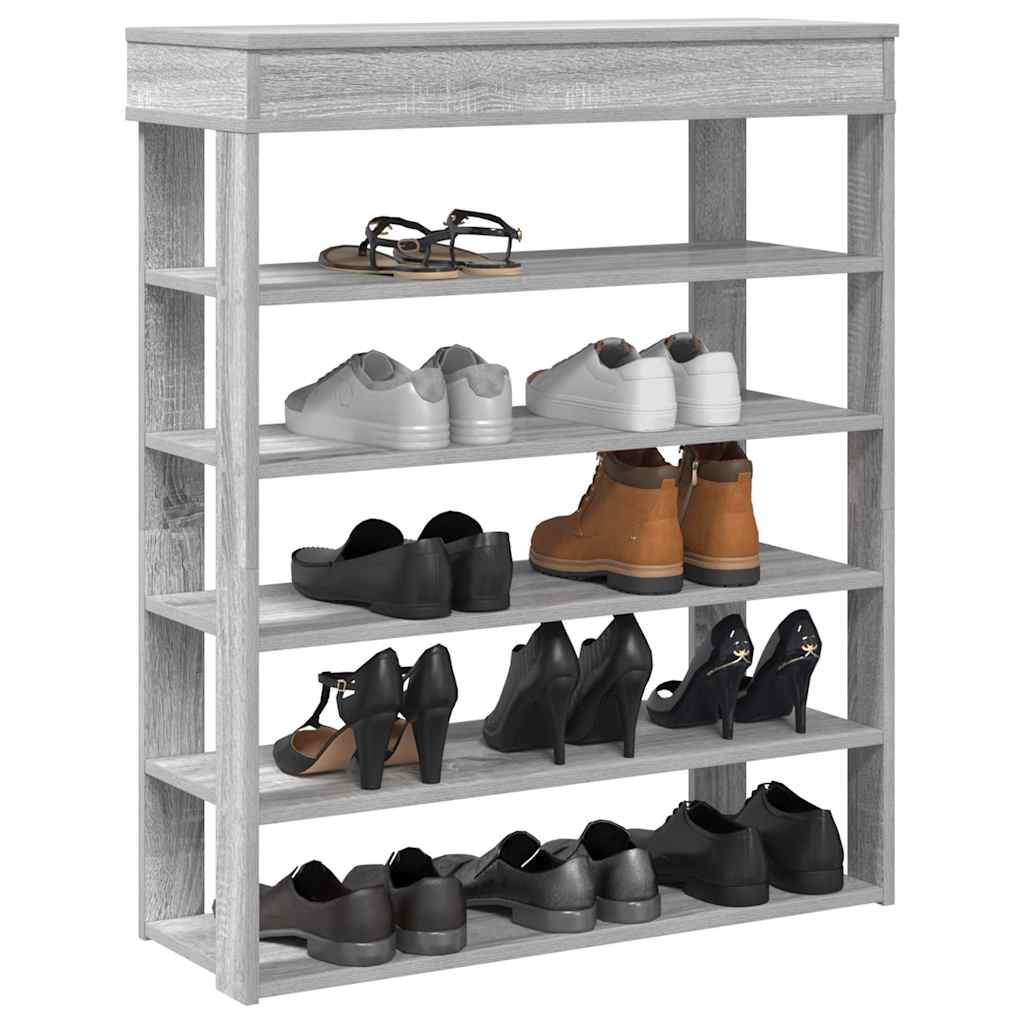 vidaXL Shoe Rack Grey Sonoma 80x30x98 cm Engineered Wood 1