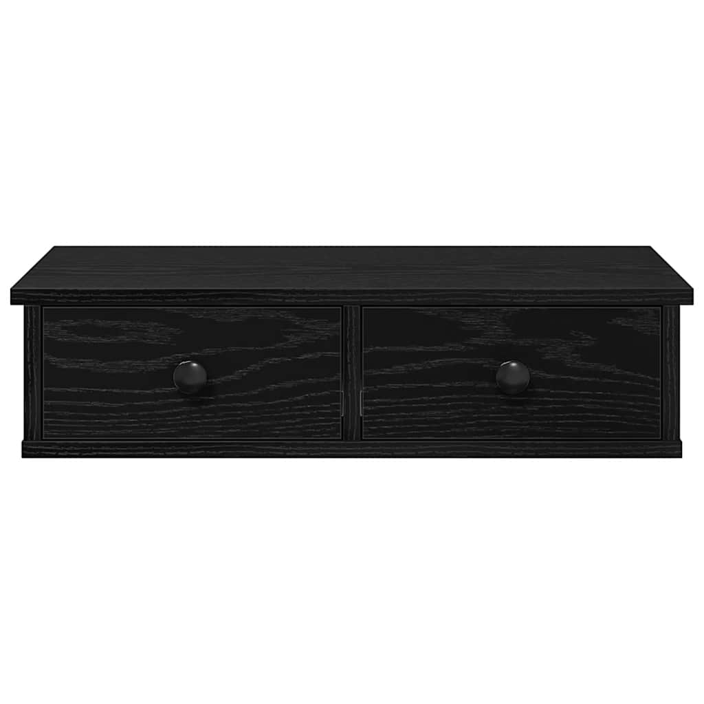 vidaXL Wall Shelf with Drawers Black 60x28x15 cm Engineered Wood 4
