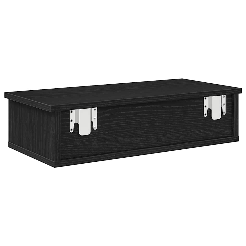 vidaXL Wall Shelf with Drawers Black 60x28x15 cm Engineered Wood 6