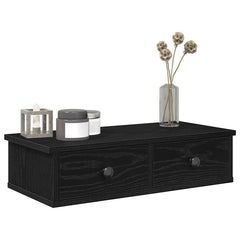 vidaXL Wall Shelf with Drawers Black 60x28x15 cm Engineered Wood 1