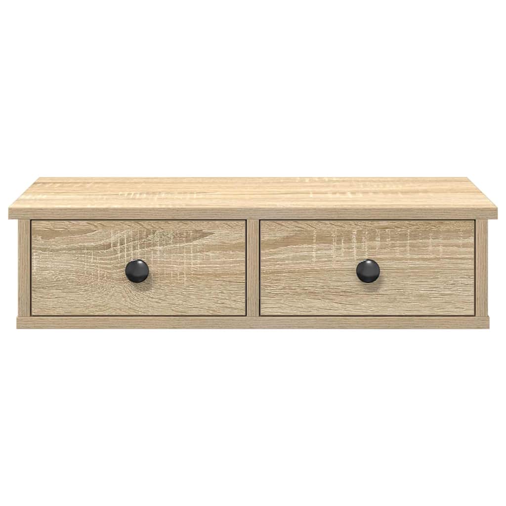 vidaXL Wall Shelf with Drawers Sonoma Oak 60x28x15 cm Engineered Wood 4
