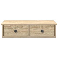 vidaXL Wall Shelf with Drawers Sonoma Oak 60x28x15 cm Engineered Wood 4