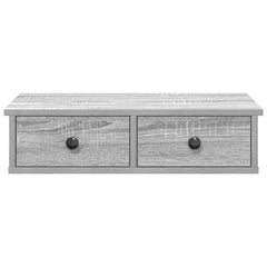 vidaXL Wall Shelf with Drawers Grey Sonoma 60x28x15 cm Engineered Wood 4