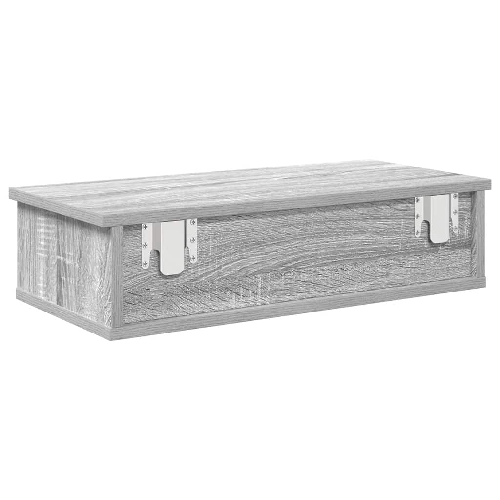 vidaXL Wall Shelf with Drawers Grey Sonoma 60x28x15 cm Engineered Wood 6