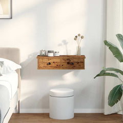 Wall Shelf with Drawers 60x28x15 cm Engineered Wood Width 60 cm Old wood