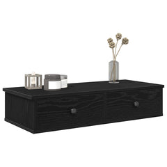 vidaXL Wall Shelf with Drawers Black 80x31x17 cm Engineered Wood 1