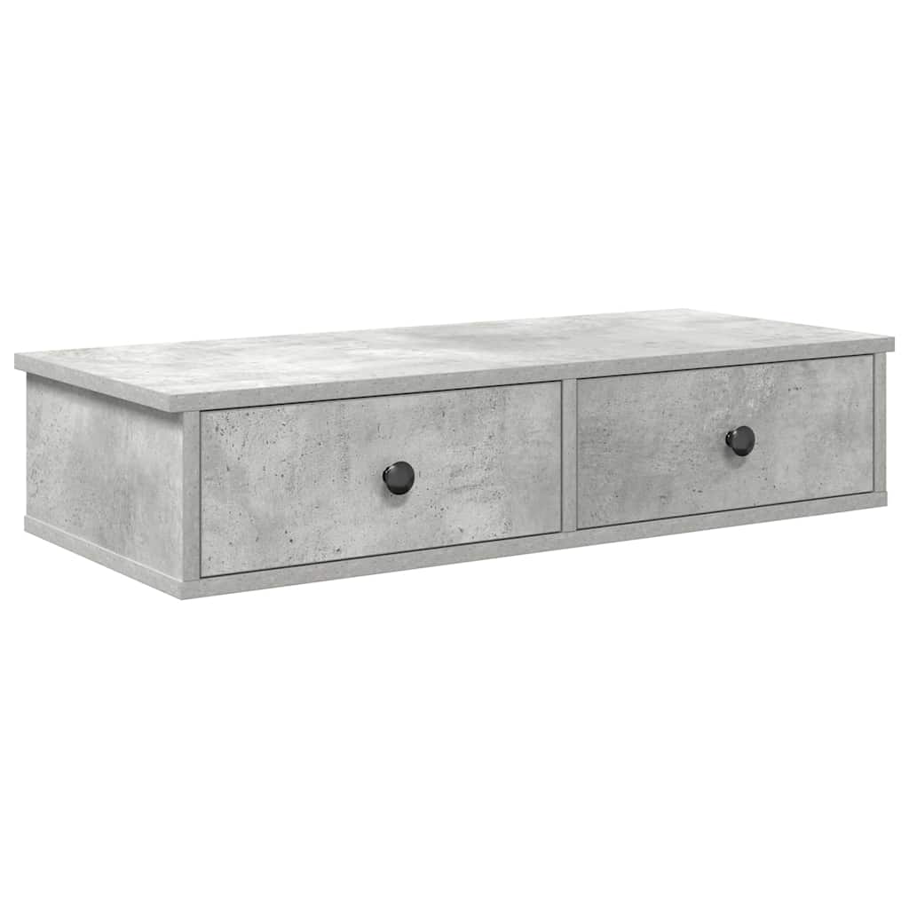 Wall Shelf with Drawers 80x34x17 cm Engineered Wood Width 80 cm Concrete grey