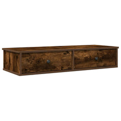 vidaXL Wall Shelf with Drawers Smoked Oak 100x37.5x19 cm Engineered Wood 2