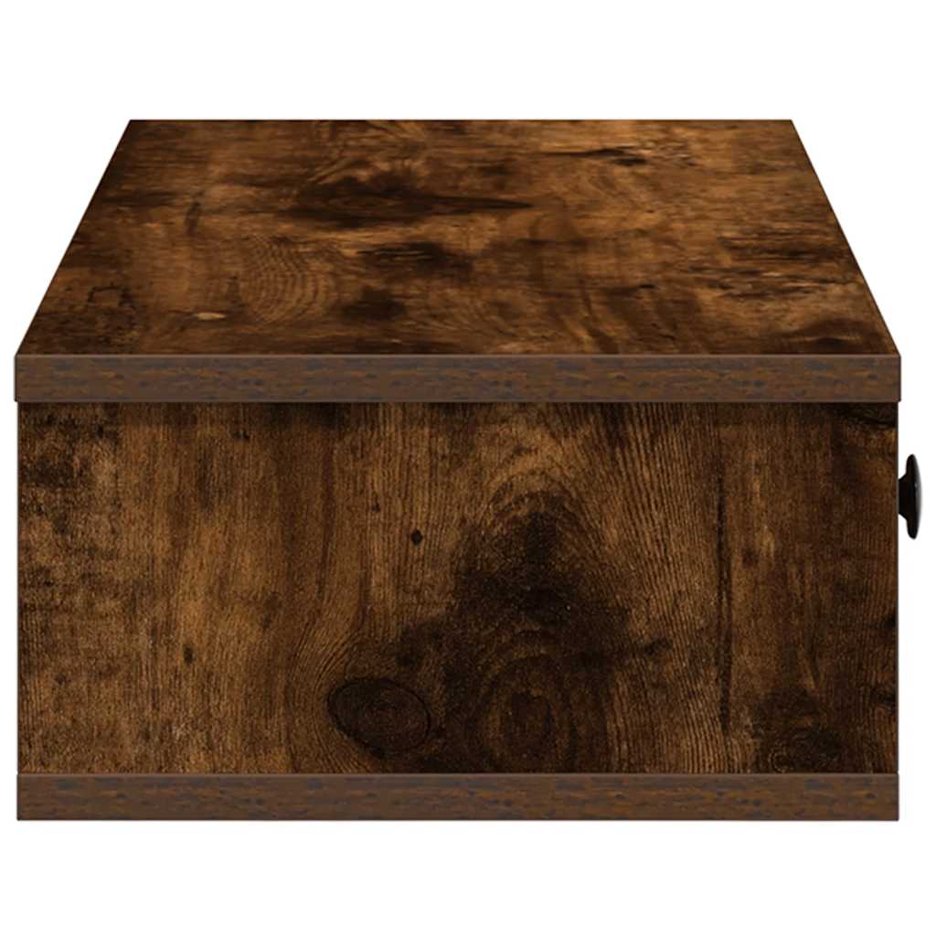 vidaXL Wall Shelf with Drawers Smoked Oak 100x37.5x19 cm Engineered Wood 5