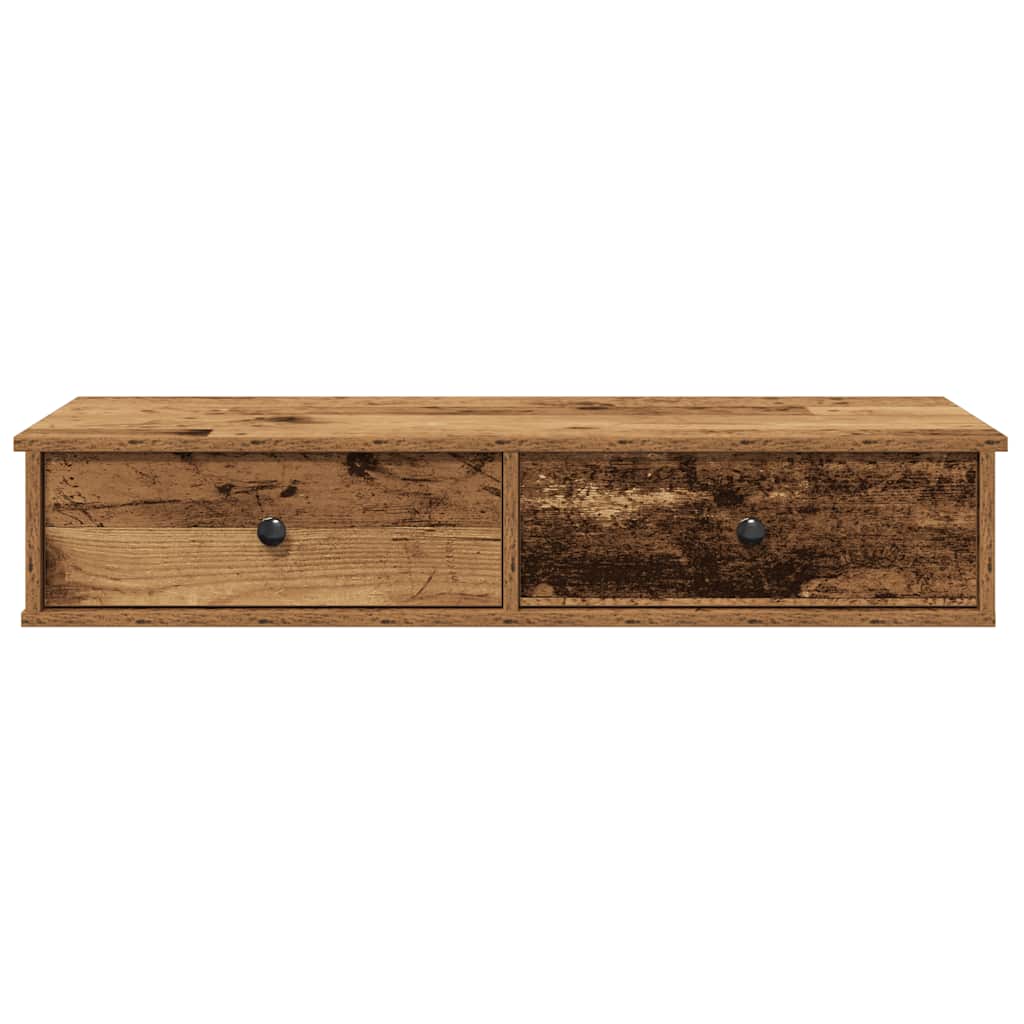 vidaXL Wall Shelf with Drawers Old Wood 100x37.5x19 cm Engineered Wood 4