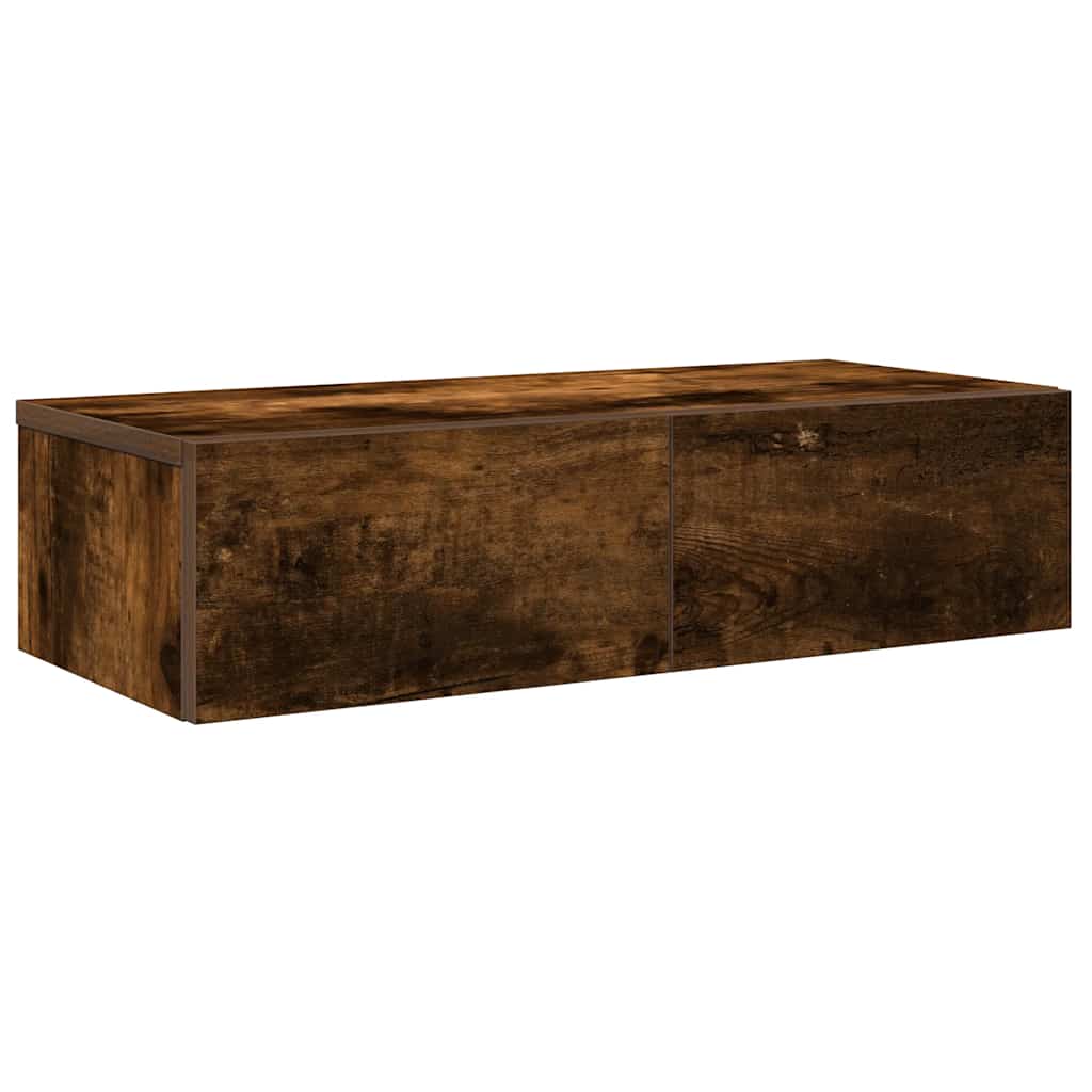 vidaXL Wall Shelf with Drawers Smoked Oak 60x26.5x15 cm Engineered Wood 2