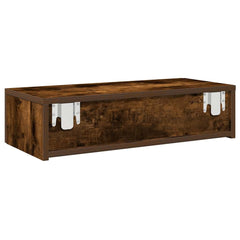 vidaXL Wall Shelf with Drawers Smoked Oak 60x26.5x15 cm Engineered Wood 6