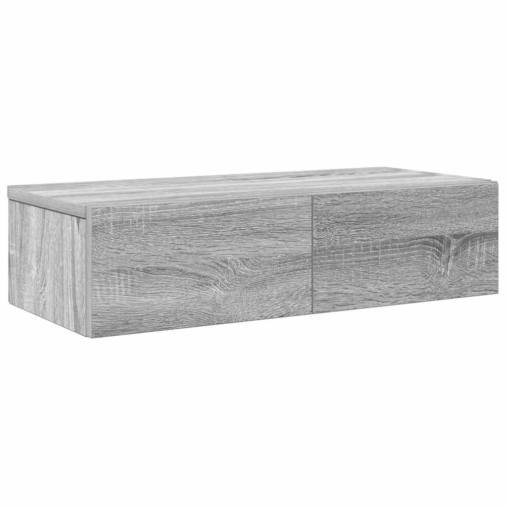 vidaXL Wall Shelf with Drawers Grey Sonoma 60x26.5x15 cm Engineered Wood 2