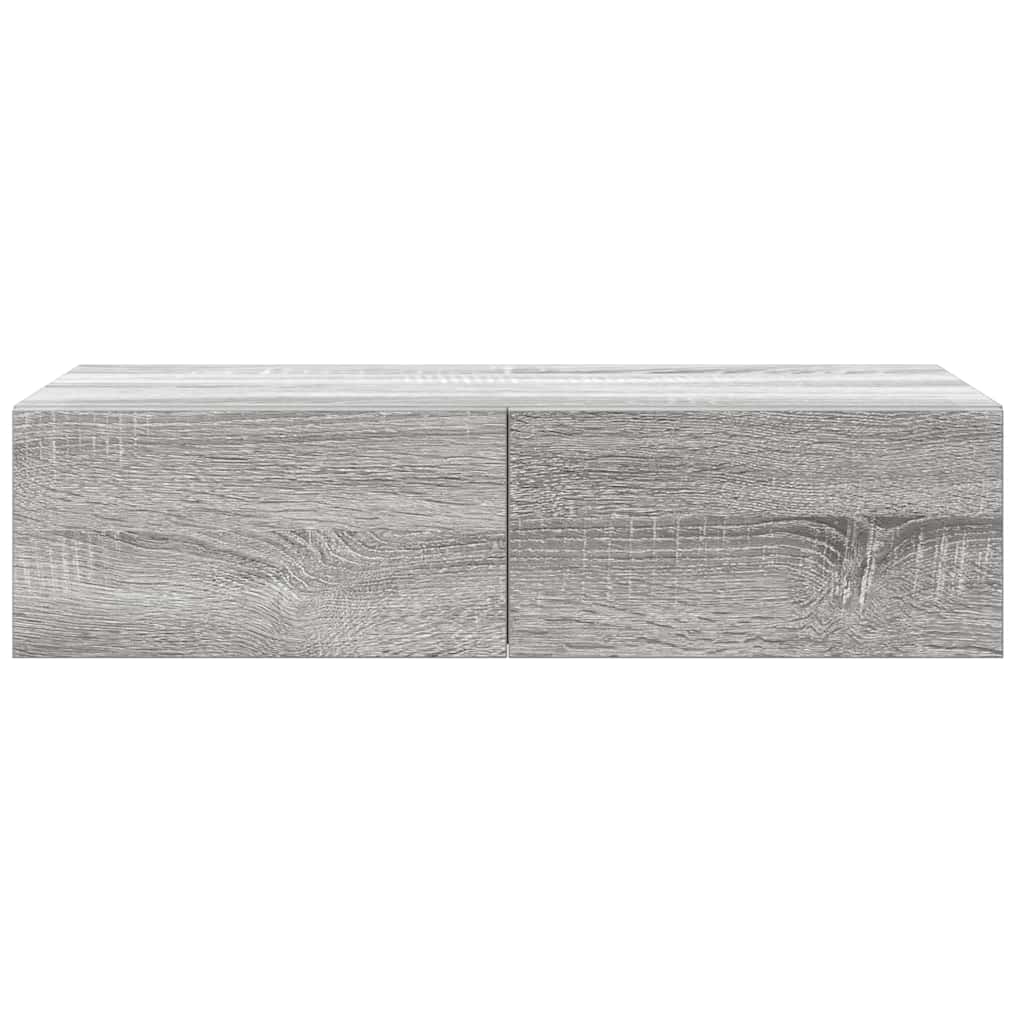 vidaXL Wall Shelf with Drawers Grey Sonoma 60x26.5x15 cm Engineered Wood 4