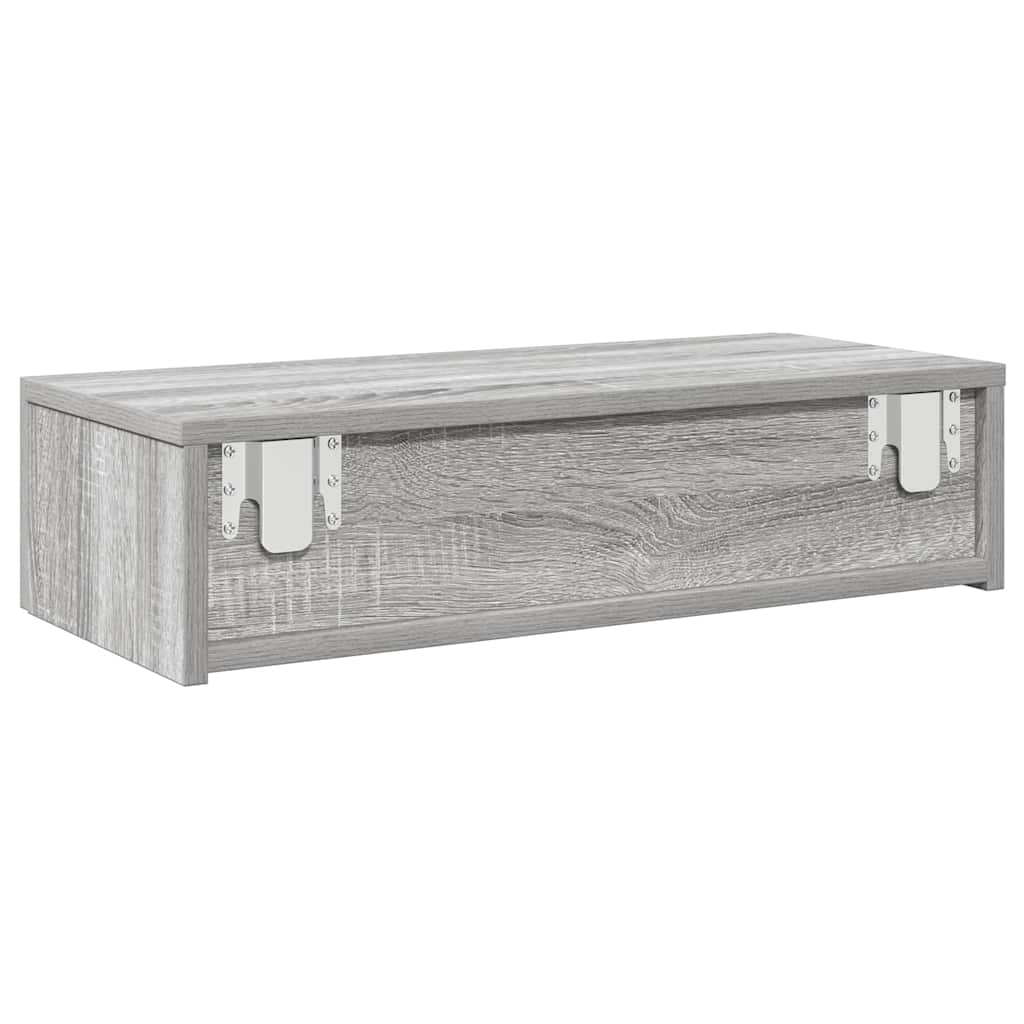 vidaXL Wall Shelf with Drawers Grey Sonoma 60x26.5x15 cm Engineered Wood 6
