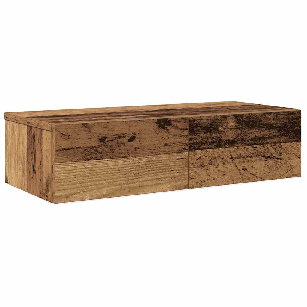 vidaXL Wall Shelf with Drawers Old Wood 60x26.5x15 cm Engineered Wood 2