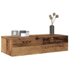 vidaXL Wall Shelf with Drawers Old Wood 60x26.5x15 cm Engineered Wood 1