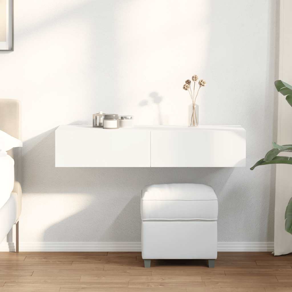 Wall Shelf with Drawers 100x36x19 cm Engineered Wood White