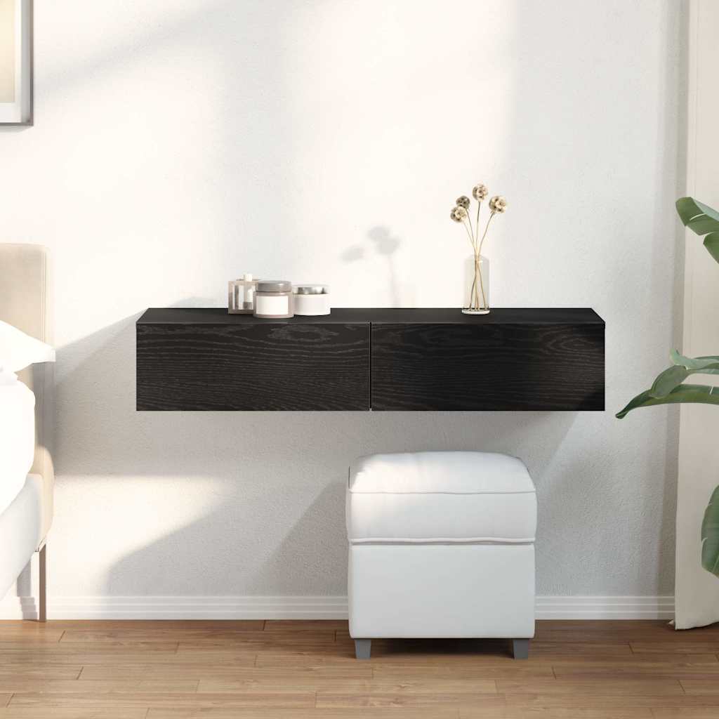 Wall Shelf with Drawers 100x36x19 cm Engineered Wood Black