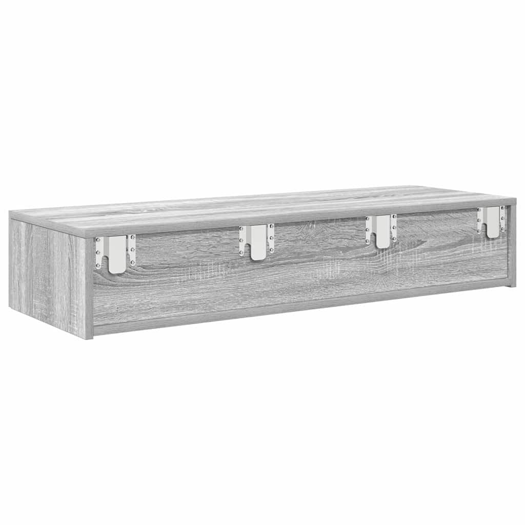 Wall Shelf with Drawers 100x36x19 cm Engineered Wood Grey sonoma