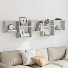 vidaXL Wall Cube Shelf 5 Compartments Concrete Grey Engineered Wood 3