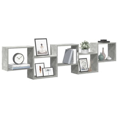 vidaXL Wall Cube Shelf 5 Compartments Concrete Grey Engineered Wood 1