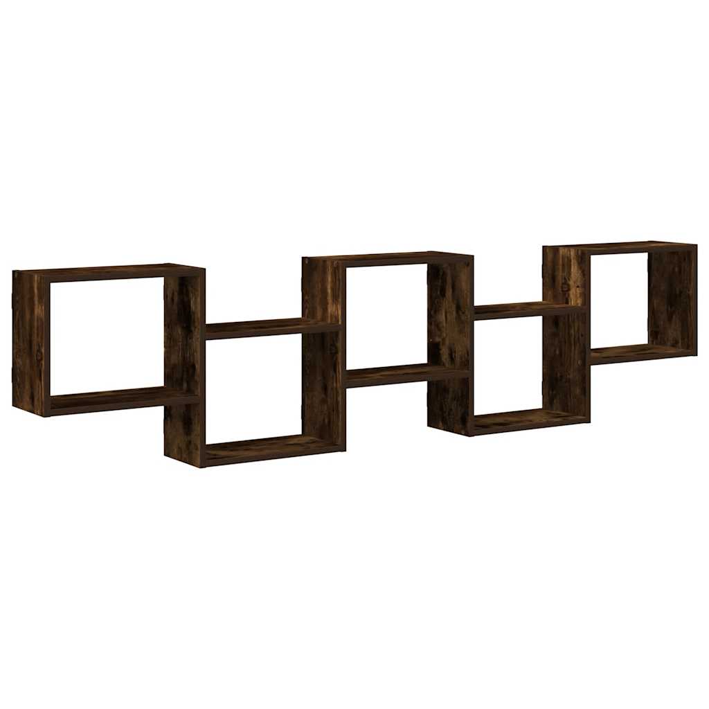 vidaXL Wall Cube Shelf 5 Compartments Smoked Oak Engineered Wood 2