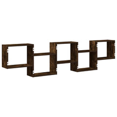 vidaXL Wall Cube Shelf 5 Compartments Smoked Oak Engineered Wood 6