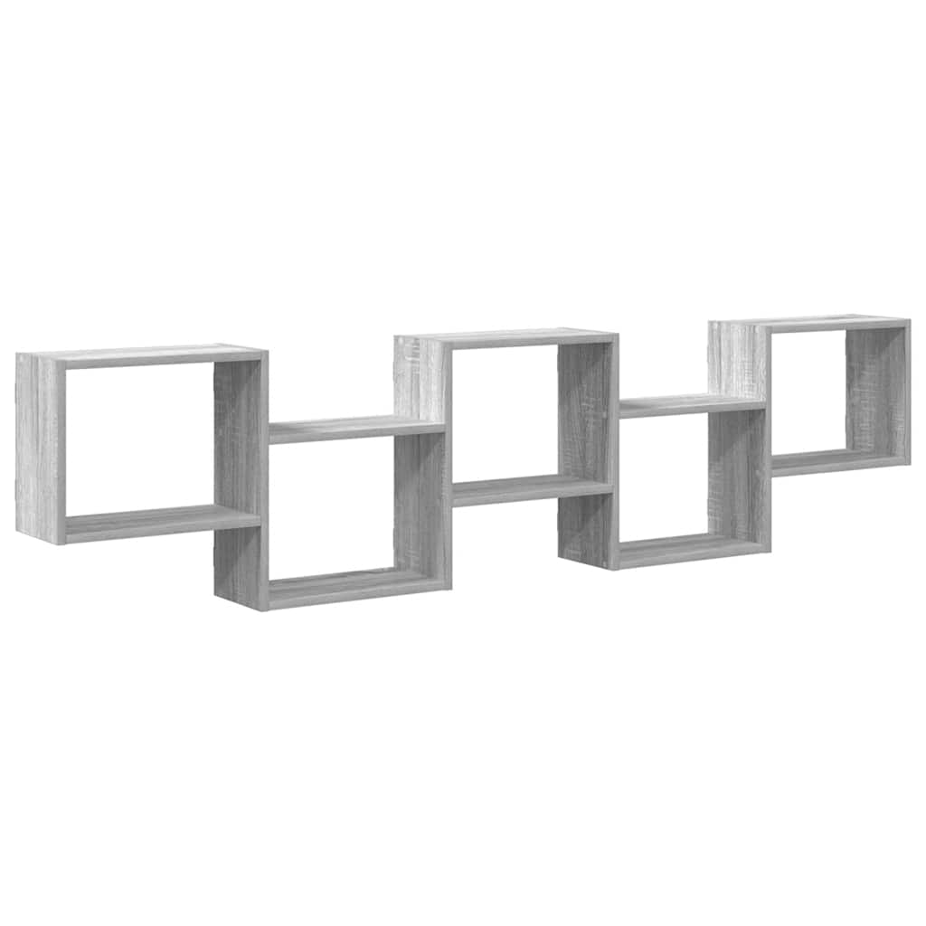 vidaXL Wall Cube Shelf 5 Compartments Grey Sonoma Engineered Wood 2