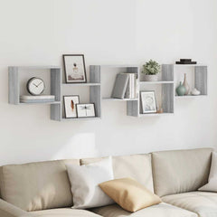 vidaXL Wall Cube Shelf 5 Compartments Grey Sonoma Engineered Wood 3