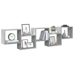 vidaXL Wall Cube Shelf 5 Compartments Grey Sonoma Engineered Wood 1