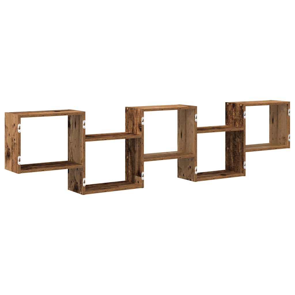 vidaXL Wall Cube Shelf 5 Compartments Old Wood Engineered Wood 6