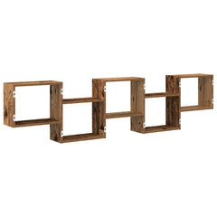 vidaXL Wall Cube Shelf 5 Compartments Old Wood Engineered Wood 6