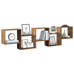 vidaXL Wall Cube Shelf 5 Compartments Old Wood Engineered Wood 1