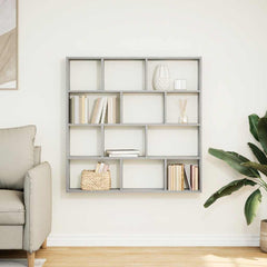 vidaXL Wall Cube Shelf 12 Compartments Grey Sonoma Engineered Wood 3